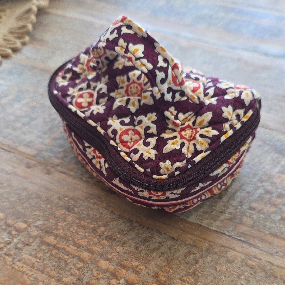 Vera Bradley Plum Floral Quilted Travel Pouch
